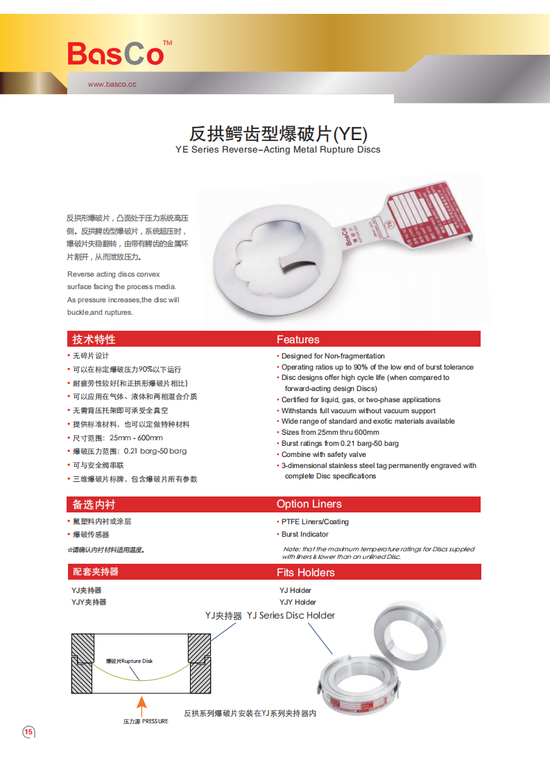 YE Type Rupture Disc